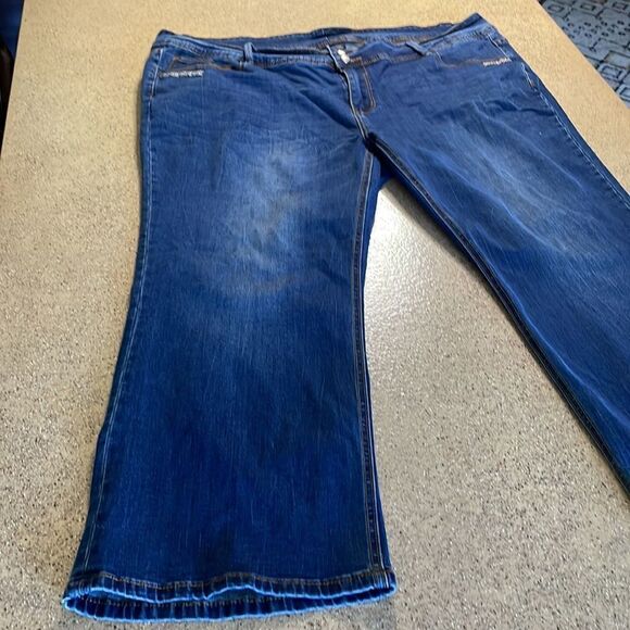 Flare Leg Cropped/Capri Stretch Denim Jeans sz 24W - Picture 2 of 16